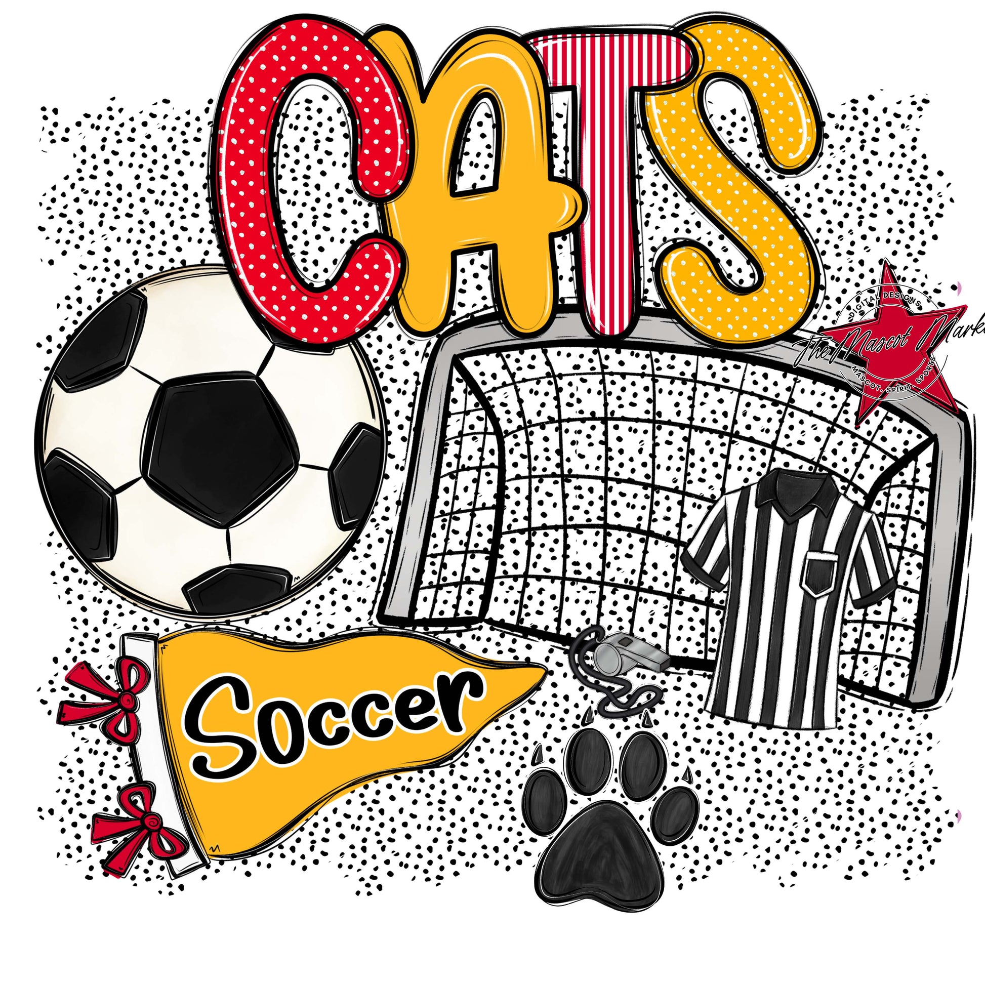 Cats Soccer Spirit-Red & Yellow