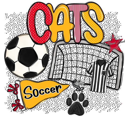 Cats Soccer Spirit-Red & Yellow