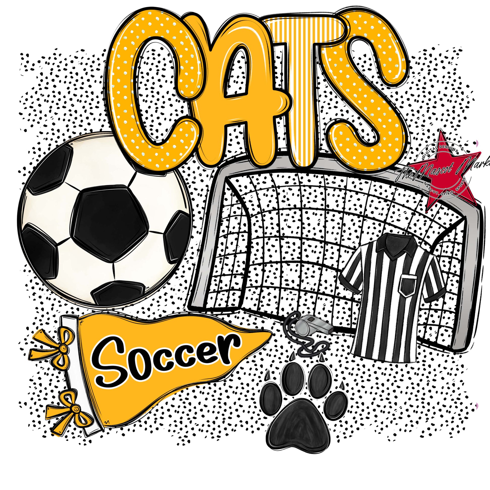 Cats Soccer Spirit-Yellow