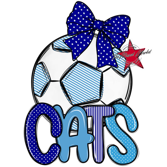 Cats Soccer Spirit Design-Blue & Carolina Blue