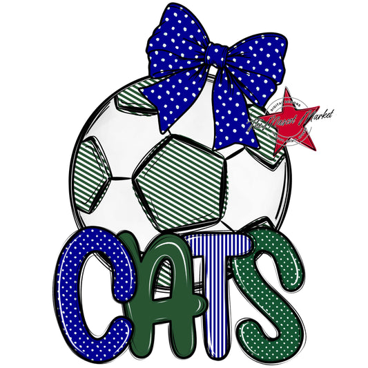 Cats Soccer Spirit Design-Blue & Green