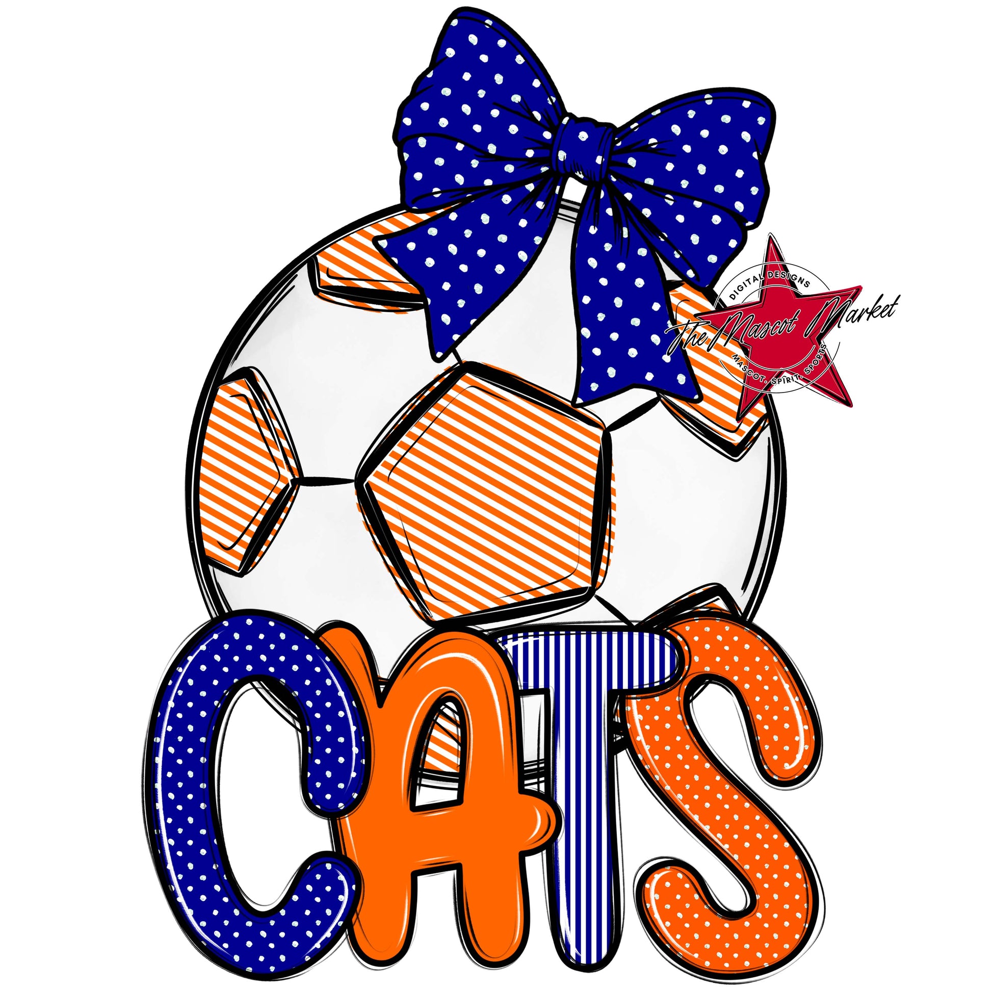 Cats Soccer Spirit Design-Blue & Orange