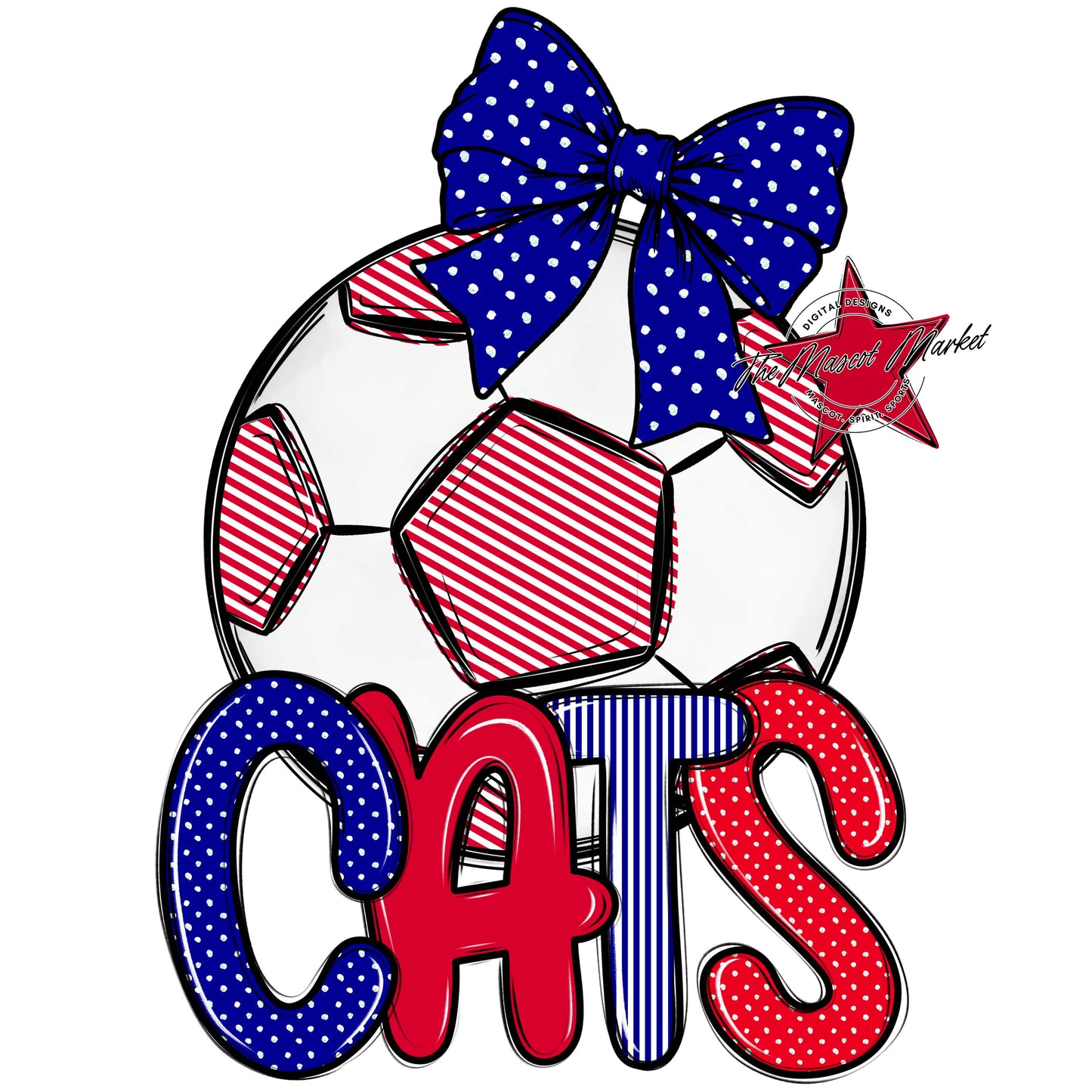 Cats Soccer Spirit Design-Blue & Red