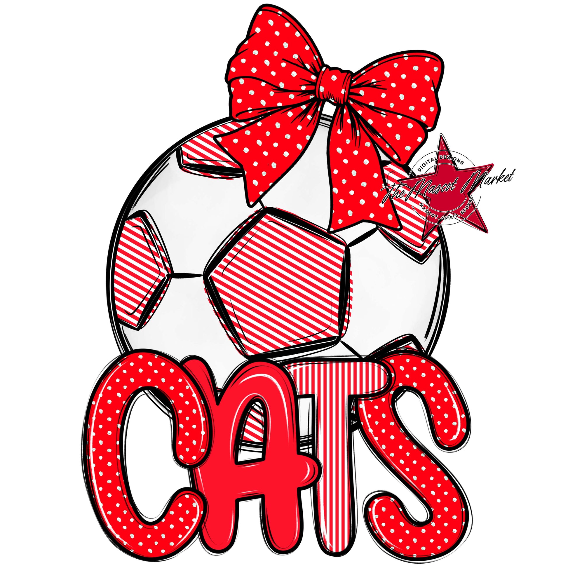 Cats Soccer Spirit Design-Bright Red