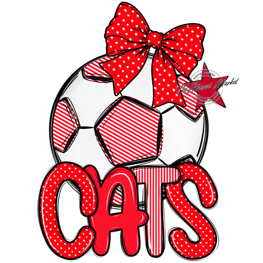 Cats Soccer Spirit Design-Bright Red