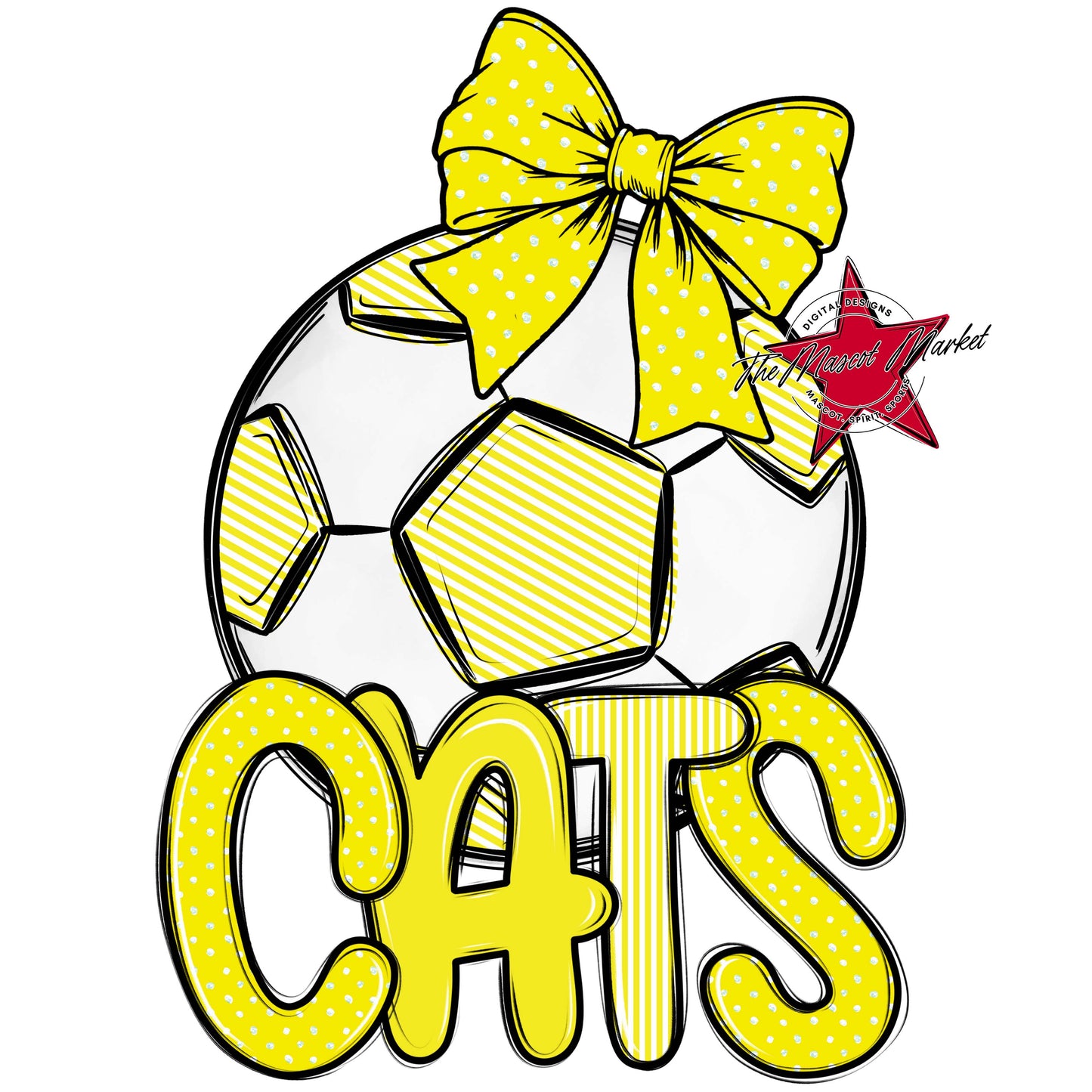 Cats Soccer Spirit Design-Bright Yellow