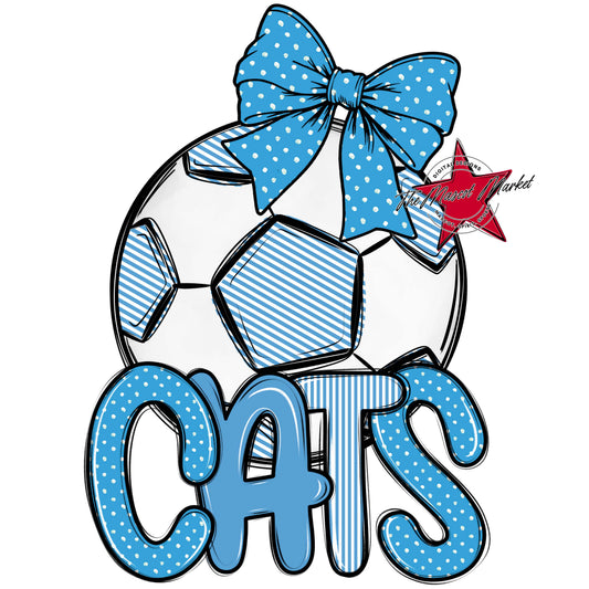 Cats Soccer Spirit Design-Carolina Blue