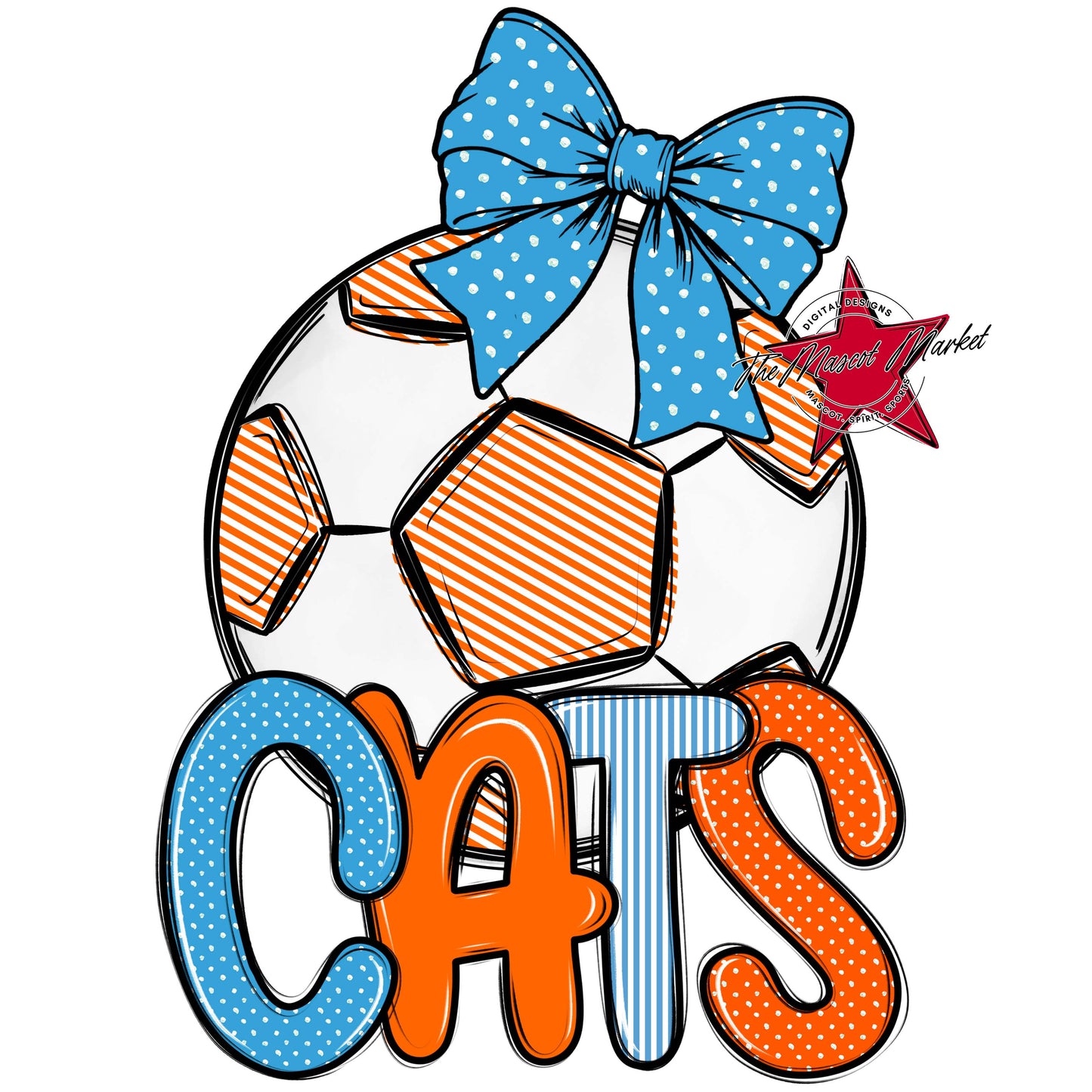 Cats Soccer Spirit Design-Carolina Blue & Orange