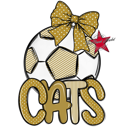 Cats Soccer Spirit Design-Gold