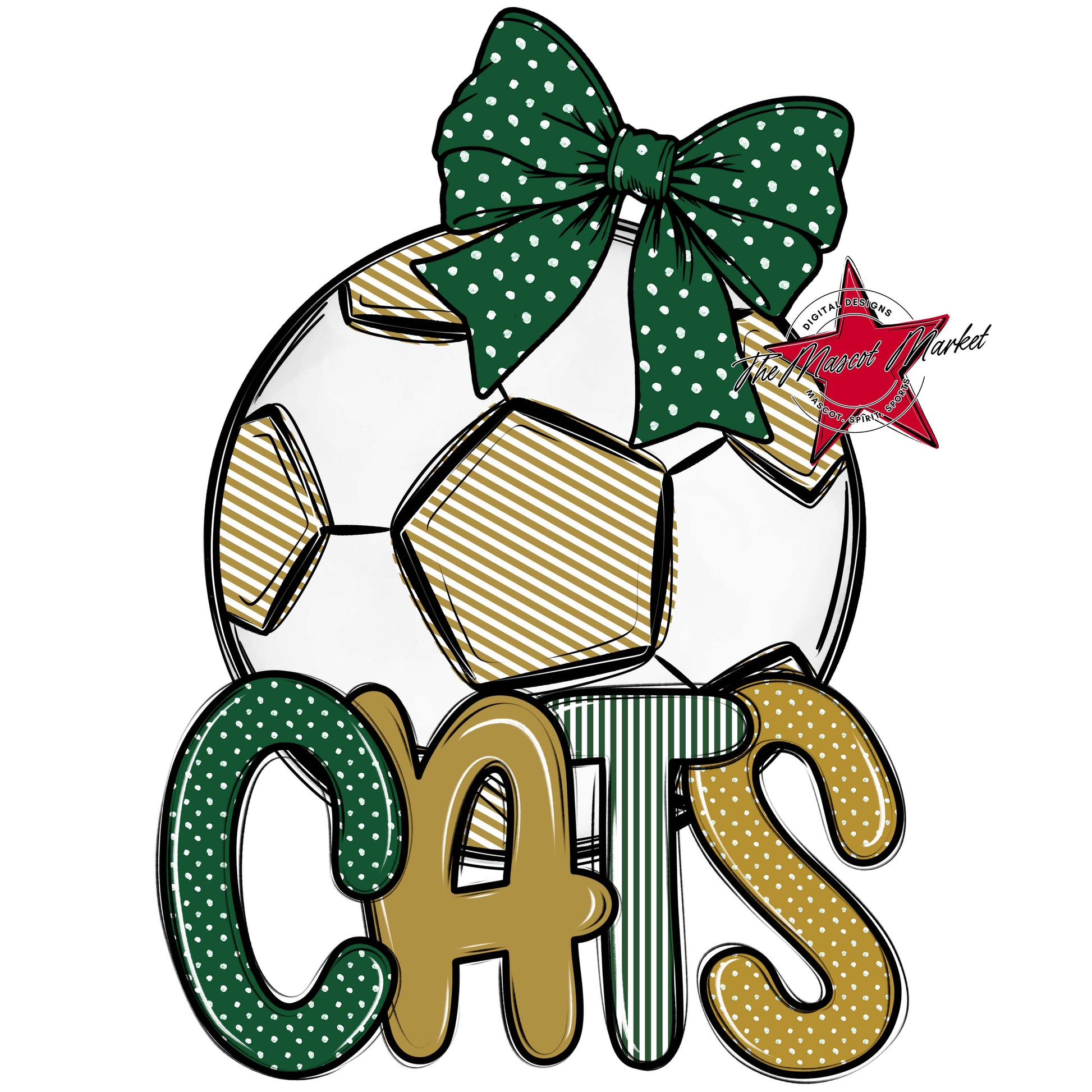 Cats Soccer Spirit Design-Green & Gold