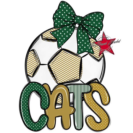 Cats Soccer Spirit Design-Green & Gold