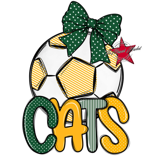 Cats Soccer Spirit Design-Green & Yellow