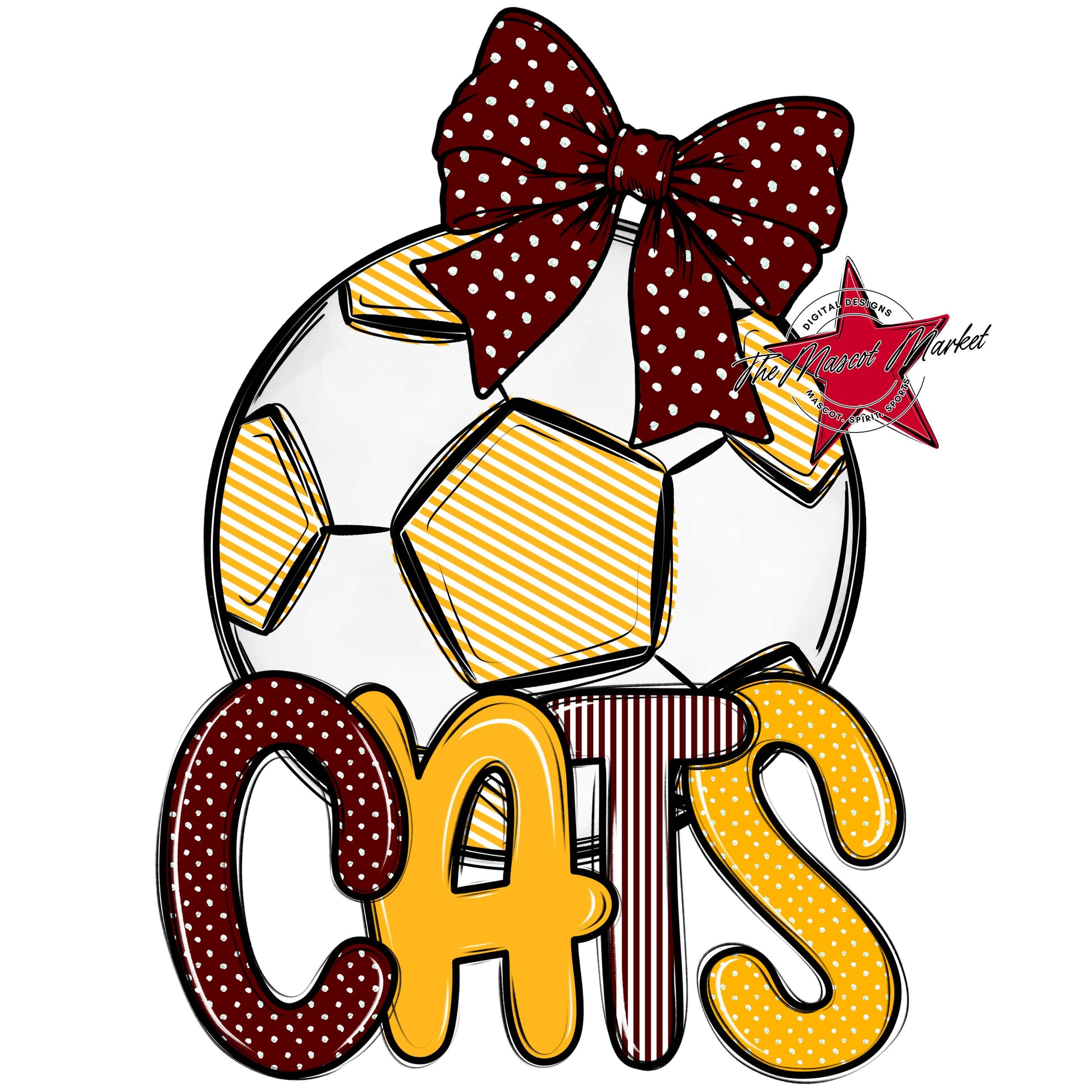 Cats Soccer Spirit Design-Maroon & Yellow