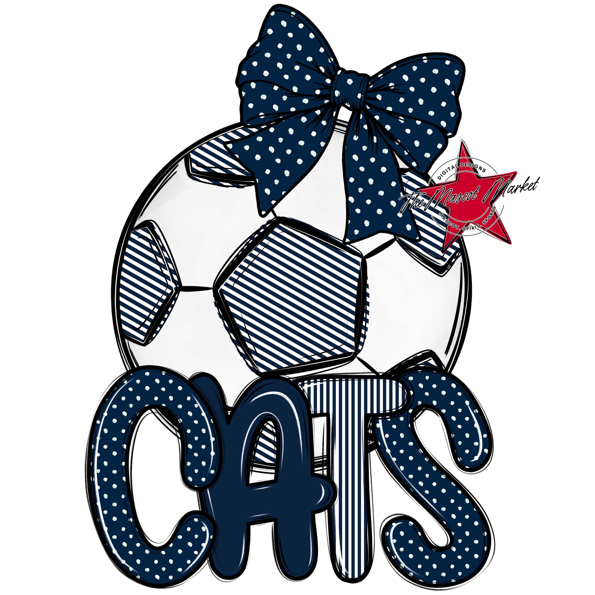 Cats Soccer Spirit Design-Navy