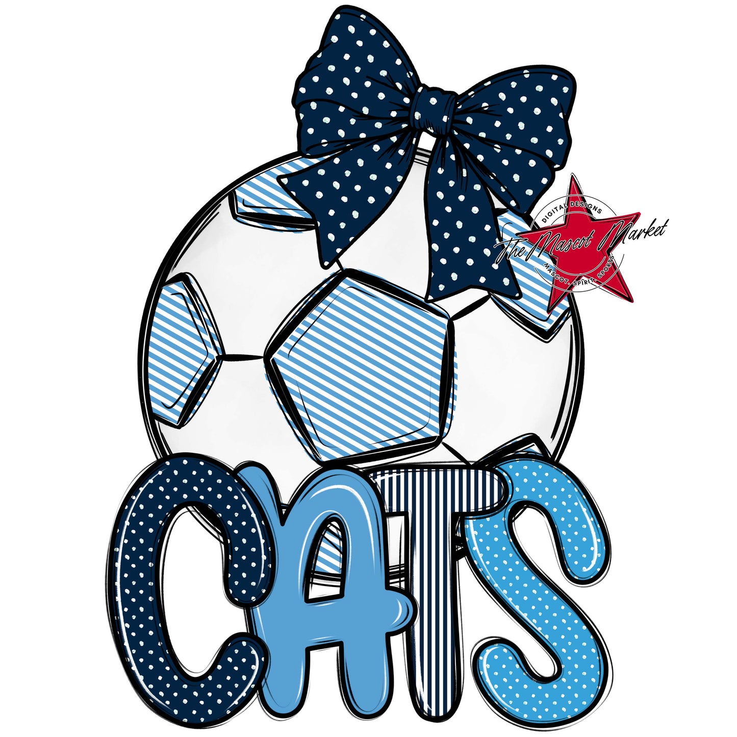 Cats Soccer Spirit Design-Navy & Carolina Blue
