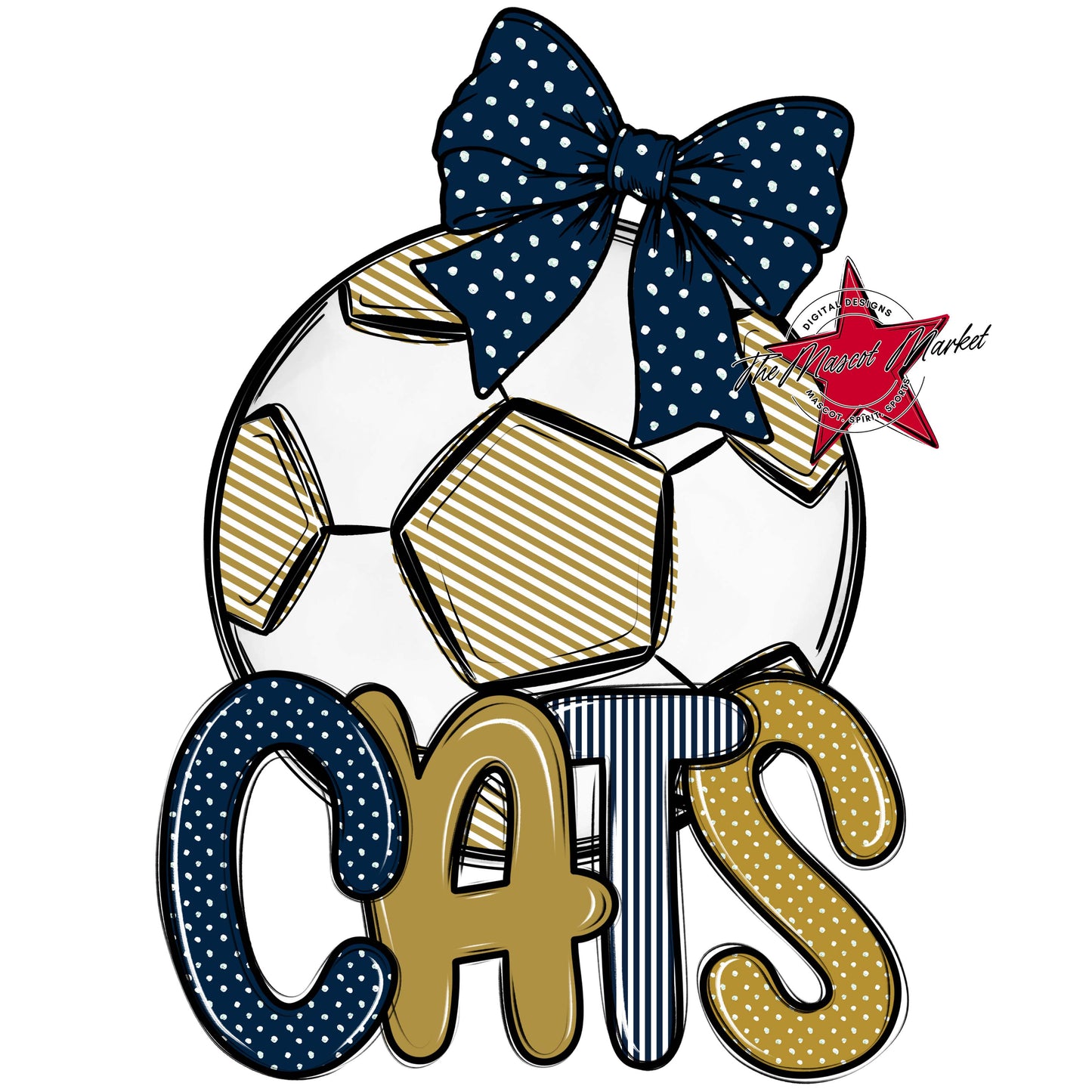 Cats Soccer Spirit Design-Navy & Gold