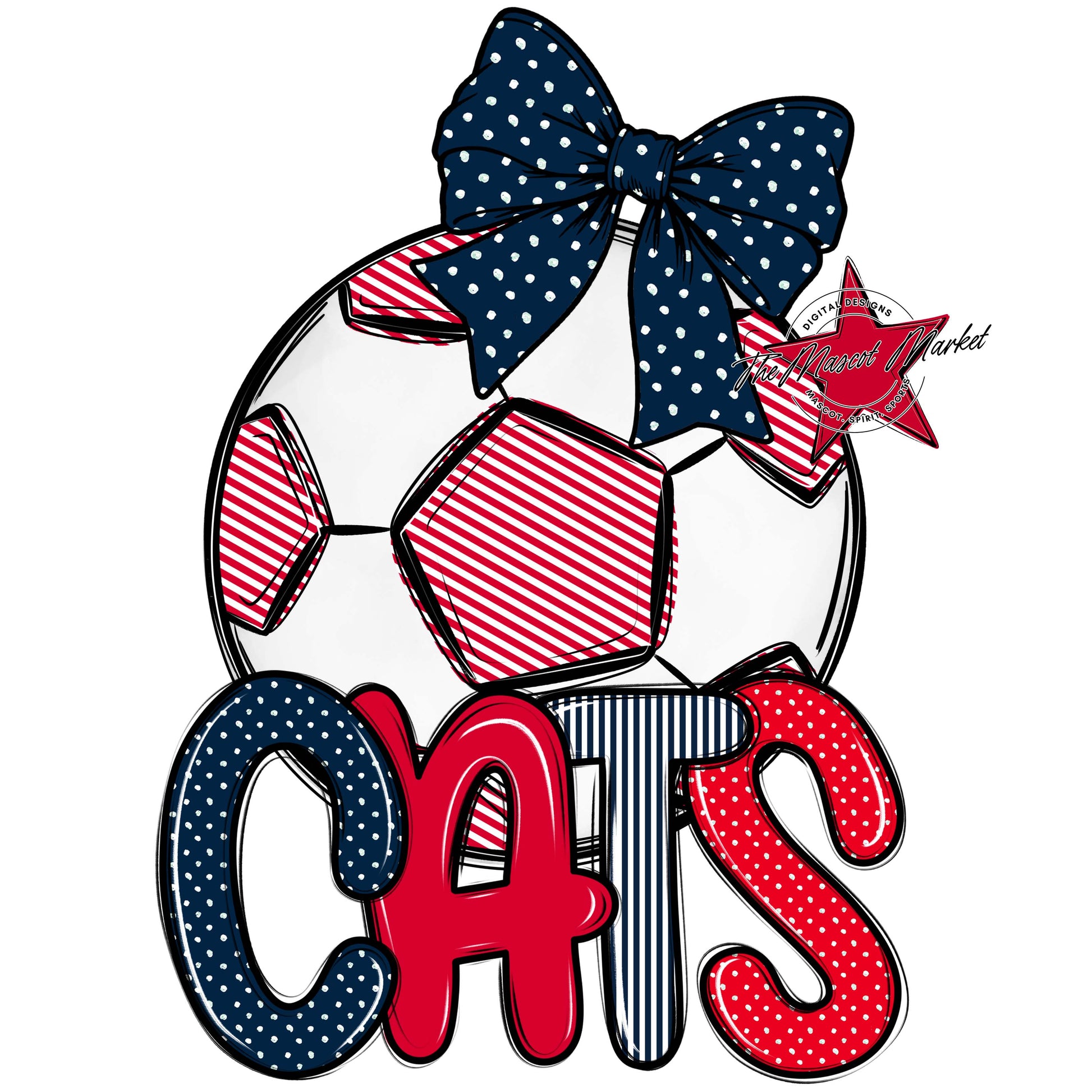 Cats Soccer Spirit Design-Navy & Red