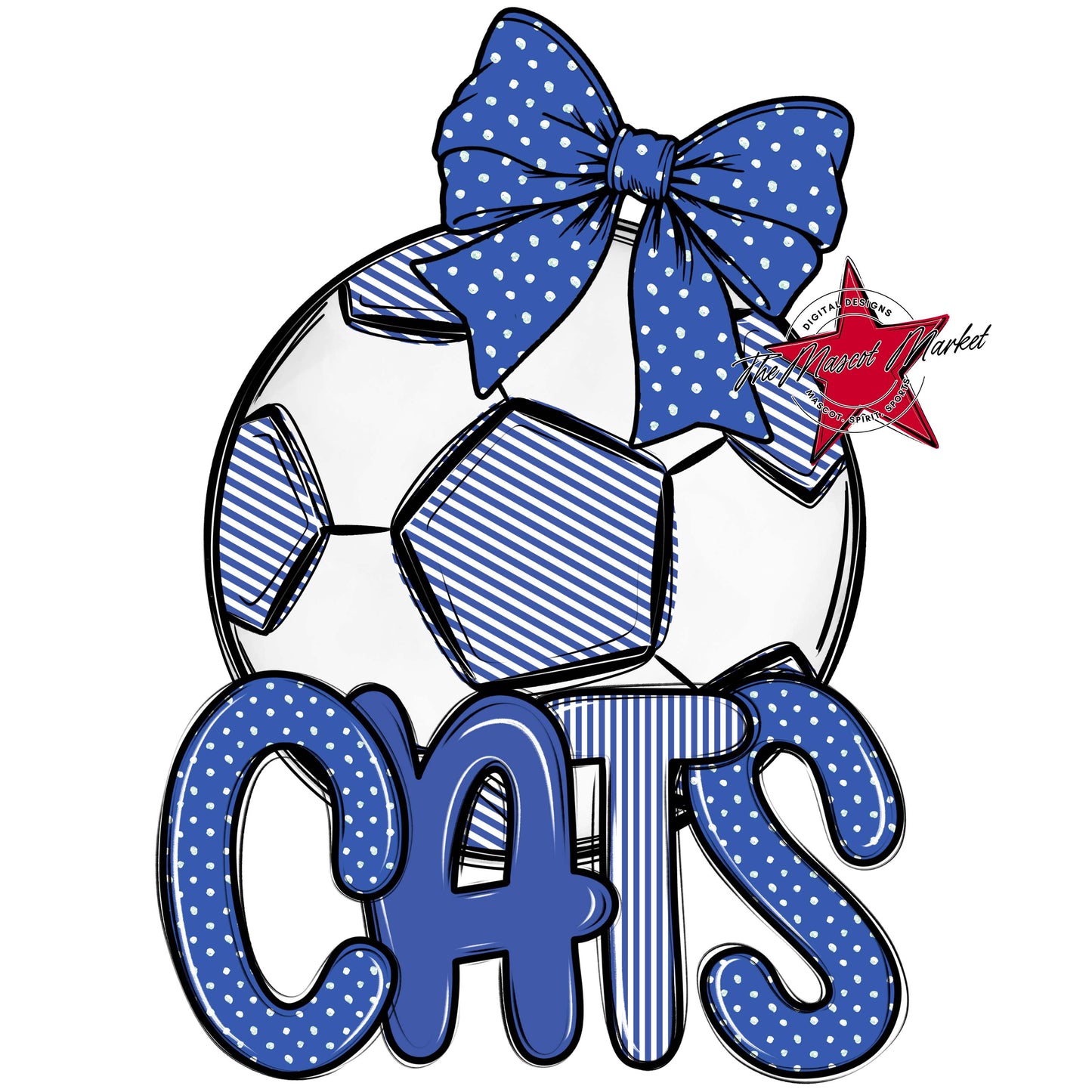 Cats Soccer Spirit Design-Off Blue