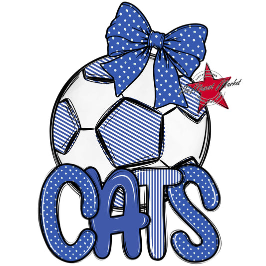 Cats Soccer Spirit Design-Off Blue