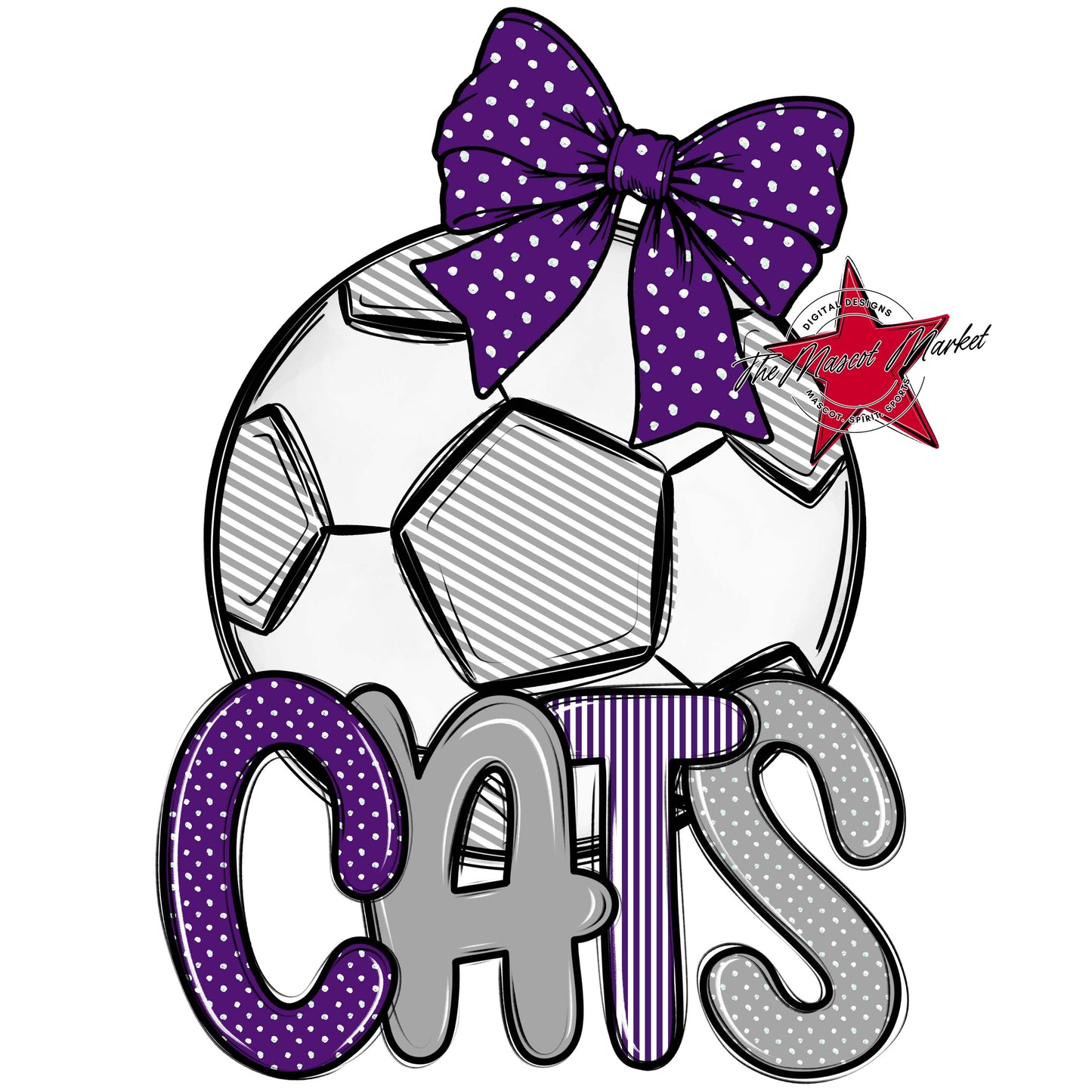 Cats Soccer Spirit Design-Purple & Grey