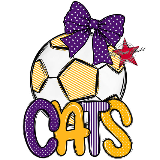 Cats Soccer Spirit Design-Purple & Yellow