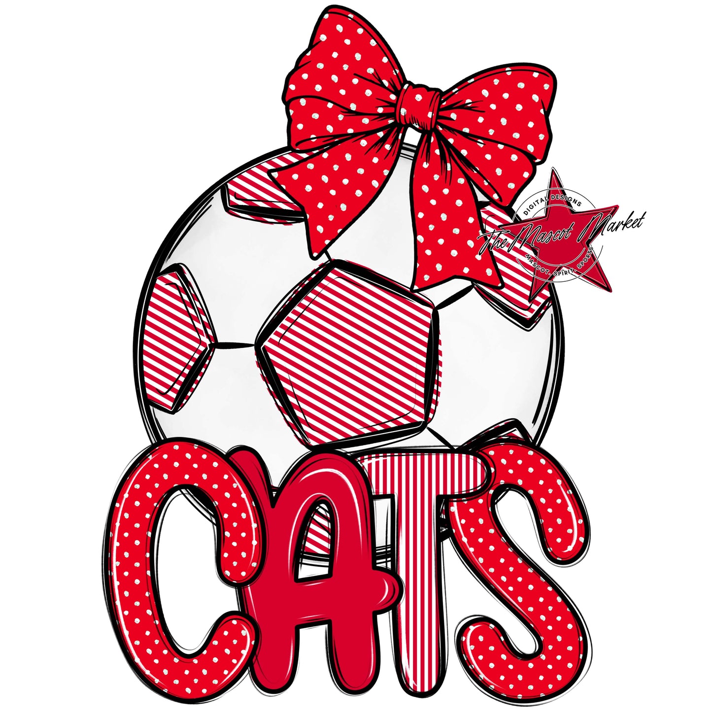 Cats Soccer Spirit Design-Red