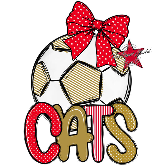 Cats Soccer Spirit Design-Red & Gold