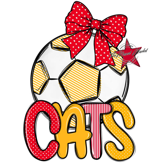 Cats Soccer Spirit Design-Red & Yellow