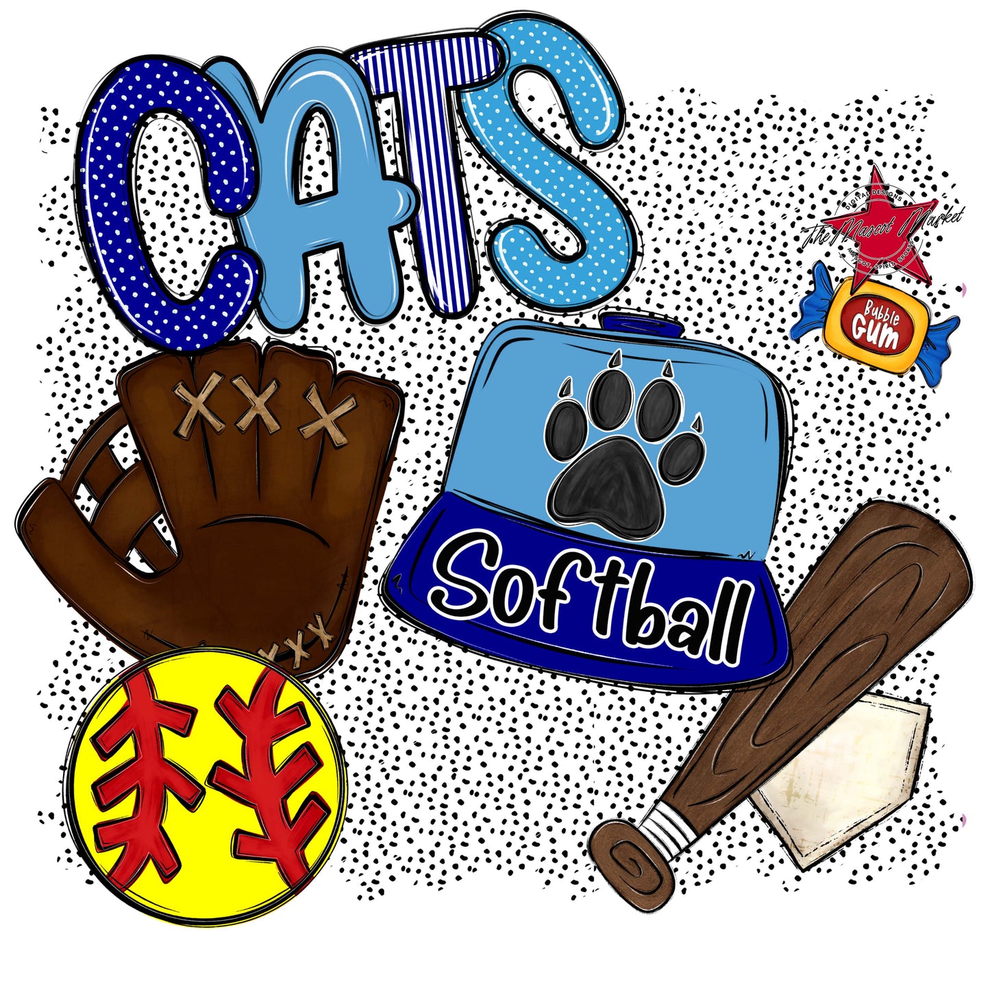 Cats Softball Spirit-Blue & Carolina Blue