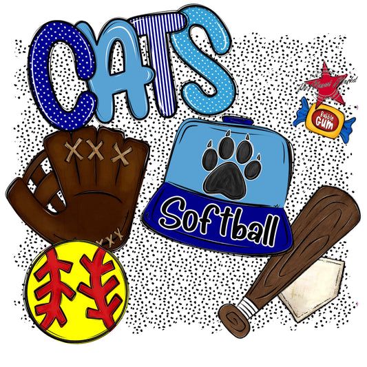 Cats Softball Spirit-Blue & Carolina Blue