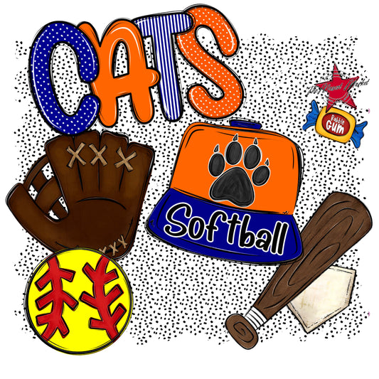 Cats Softball Spirit-Blue & Orange