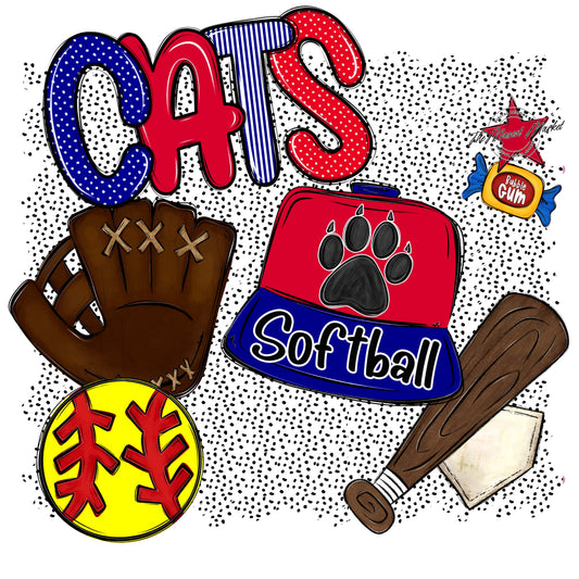 Cats Softball Spirit-Blue & Red