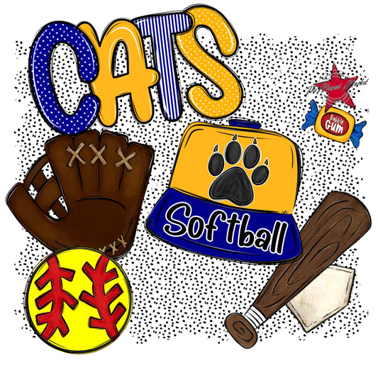 Cats Softball Spirit-Blue & Yellow
