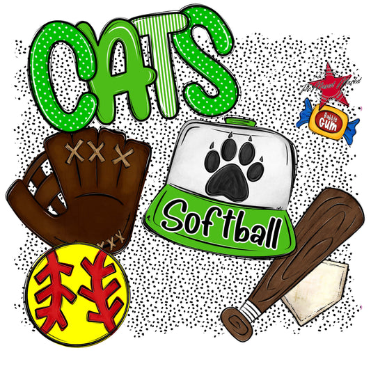 Cats Softball Spirit-Bright Green