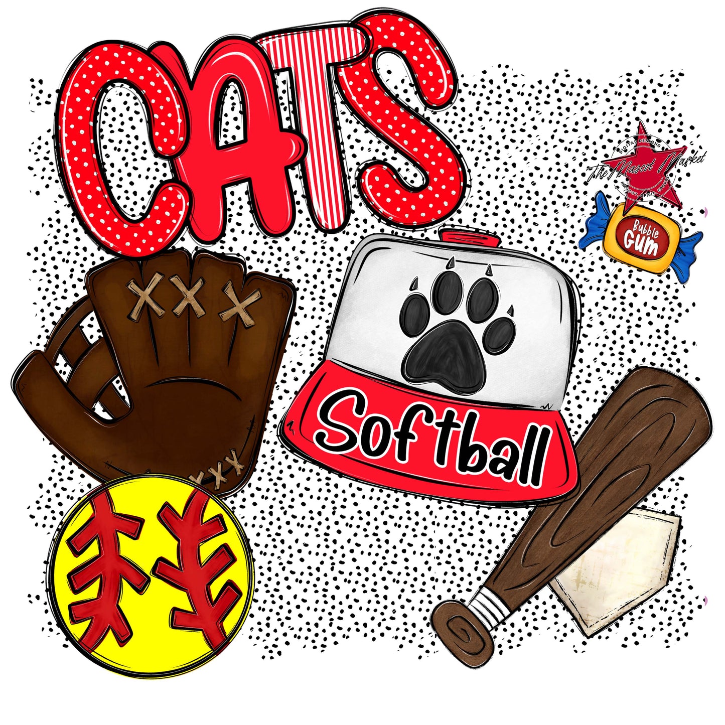 Cats Softball Spirit-Bright Red