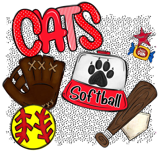 Cats Softball Spirit-Bright Red