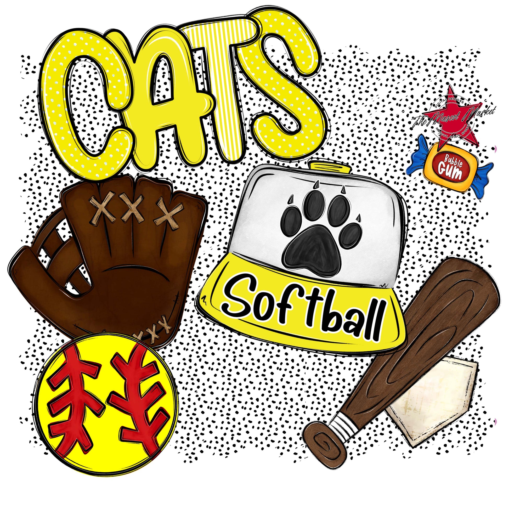 Cats Softball Spirit-Bright Yellow