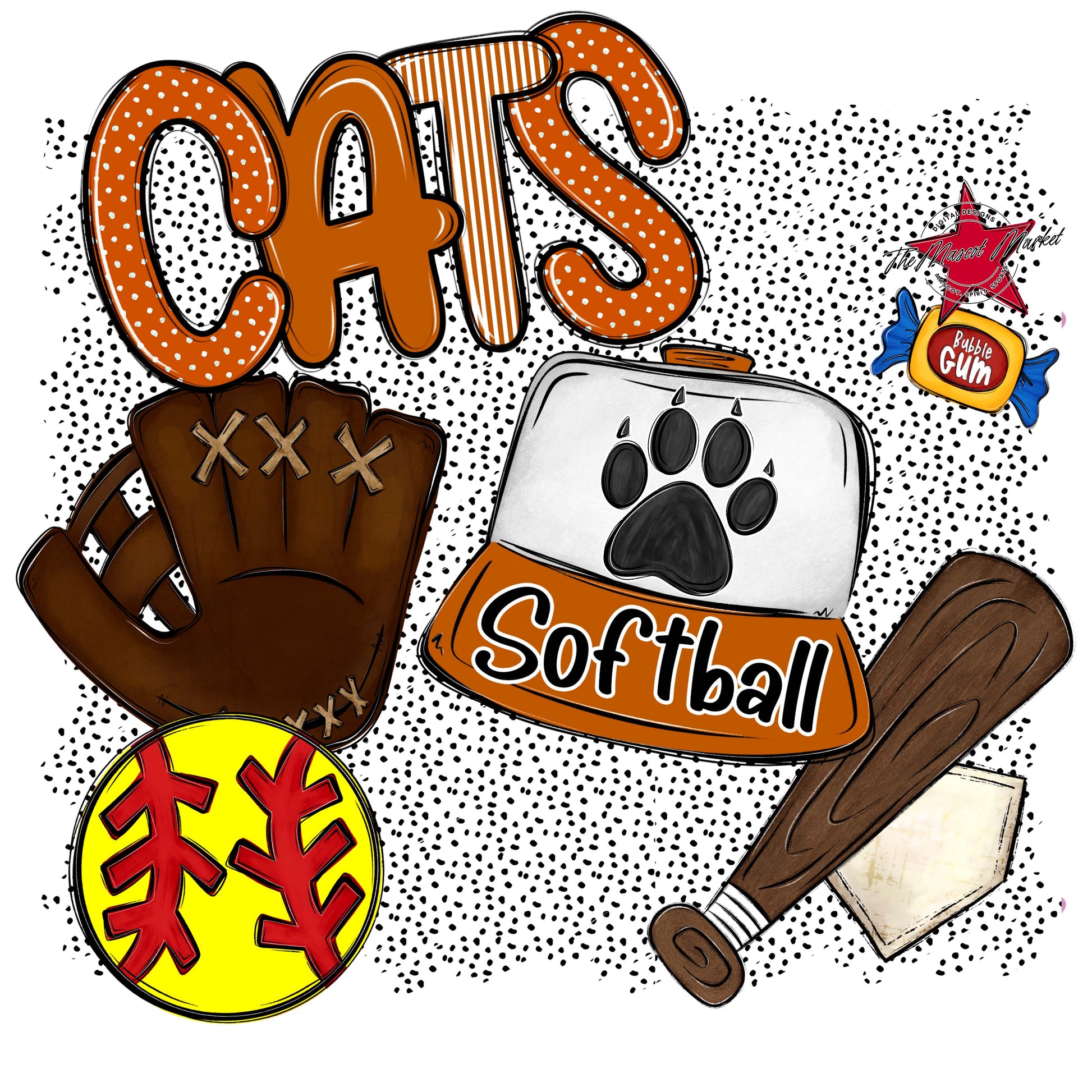 Cats Softball Spirit-Burnt Orange