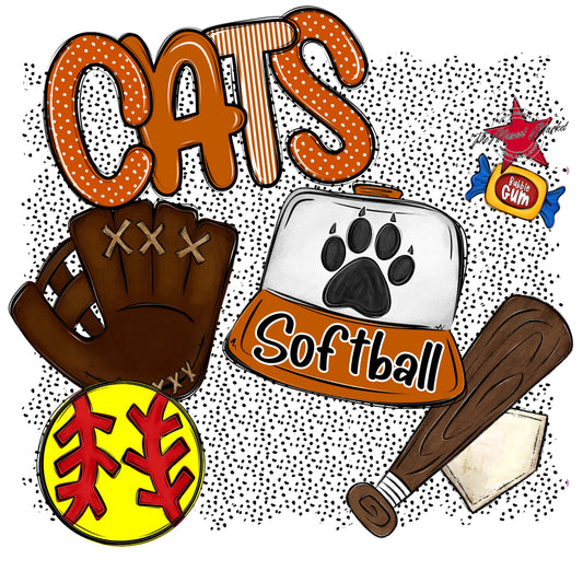 Cats Softball Spirit-Burnt Orange