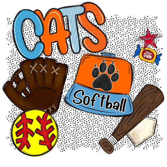 Cats Softball Spirit-Carolina Blue & Orange