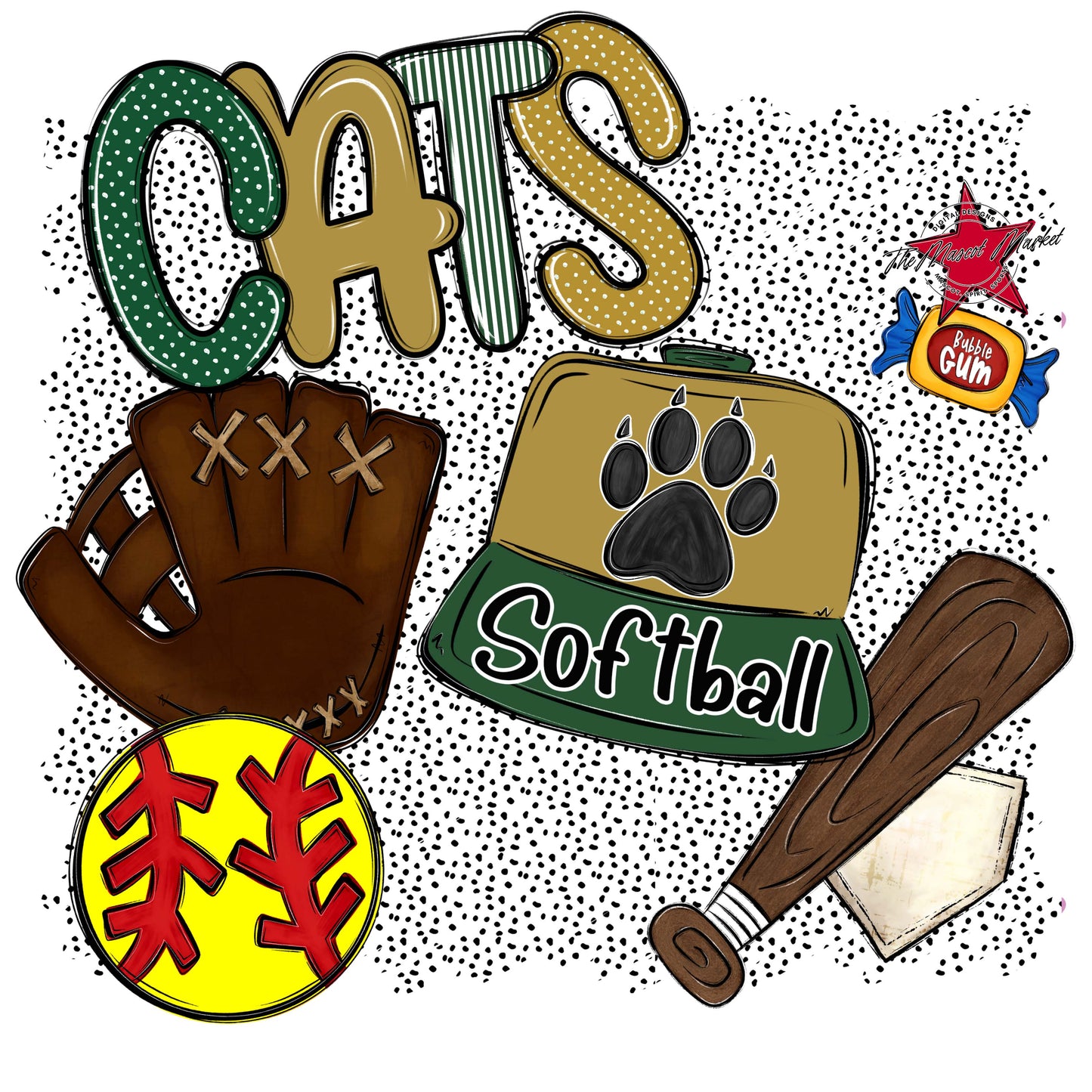 Cats Softball Spirit-Green & Gold