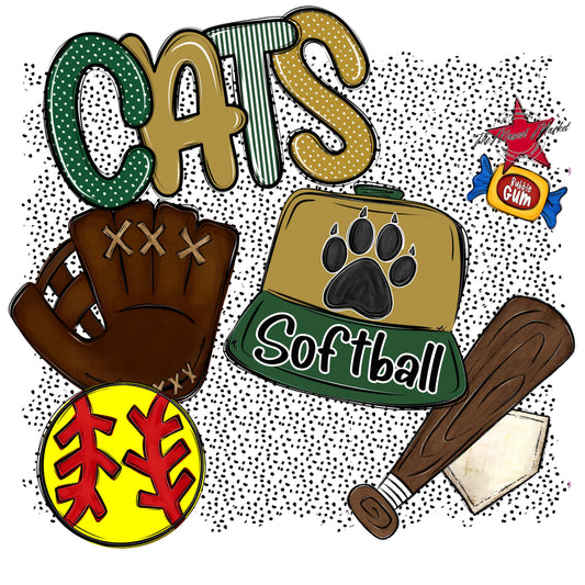 Cats Softball Spirit-Green & Gold