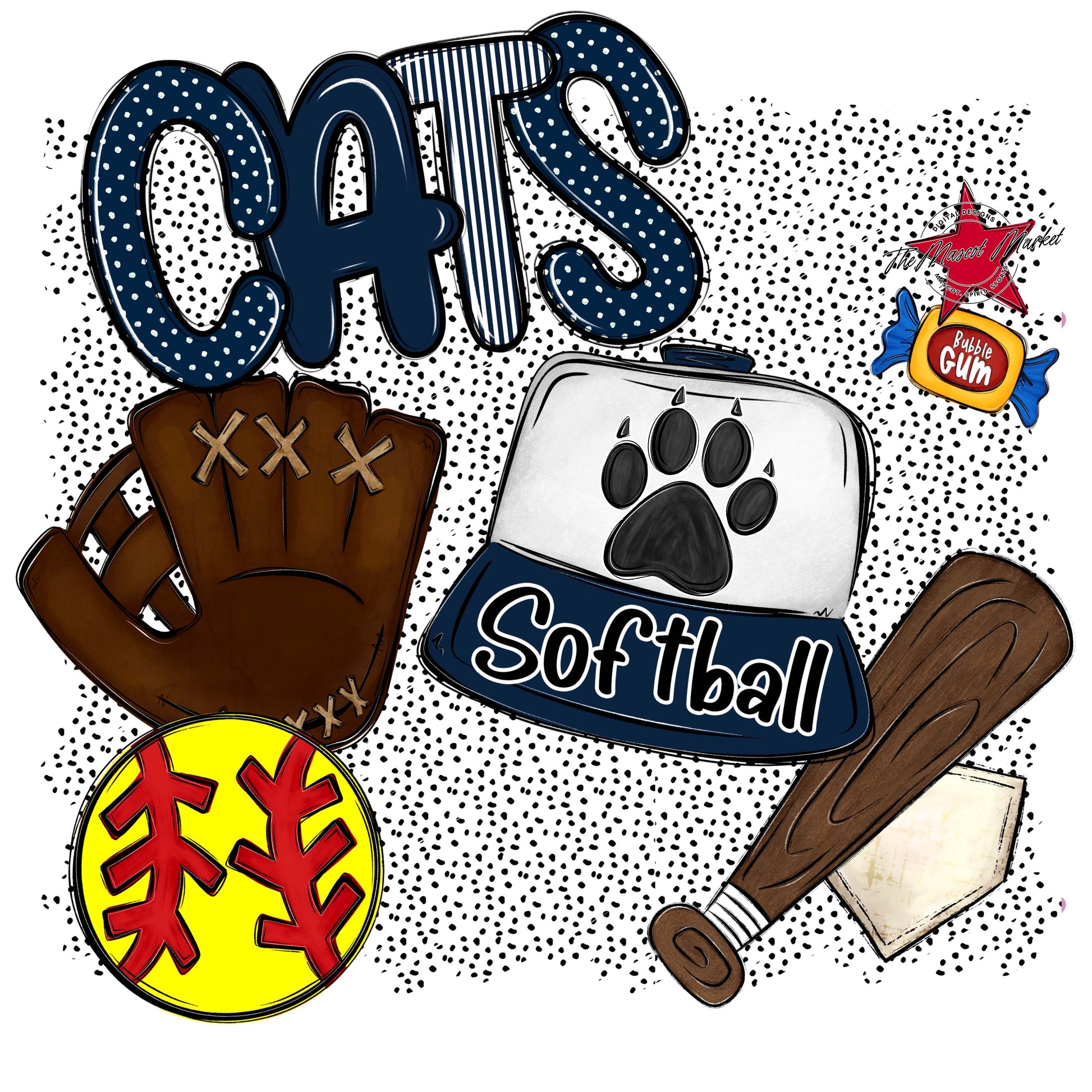 Cats Softball Spirit-Navy