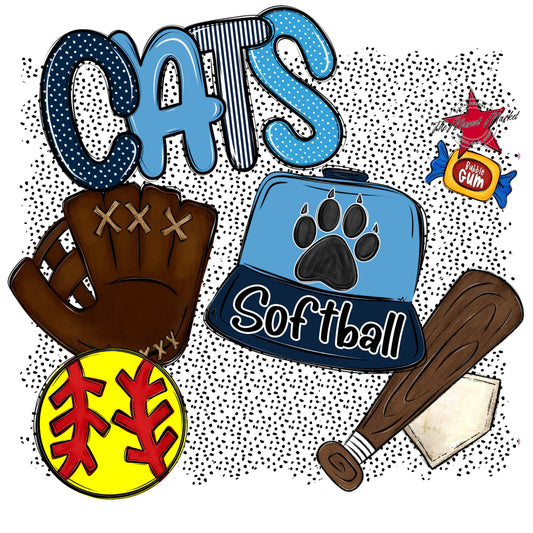 Cats Softball Spirit-Navy & Carolina Blue