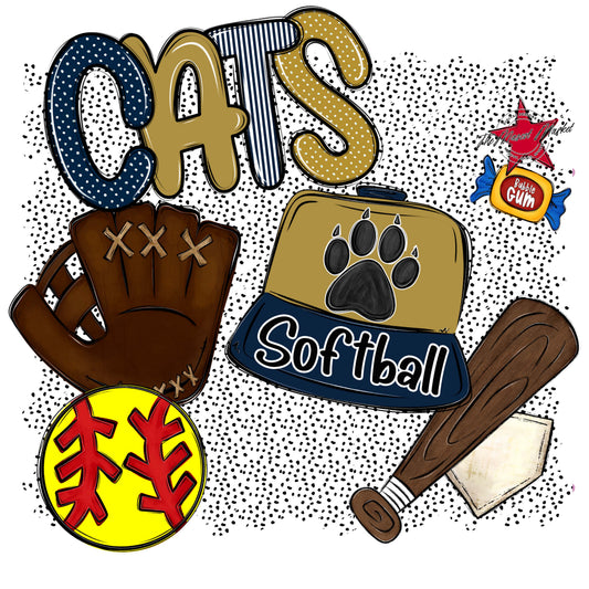 Cats Softball Spirit-Navy & Gold