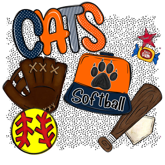 Cats Softball Spirit-Navy & Orange