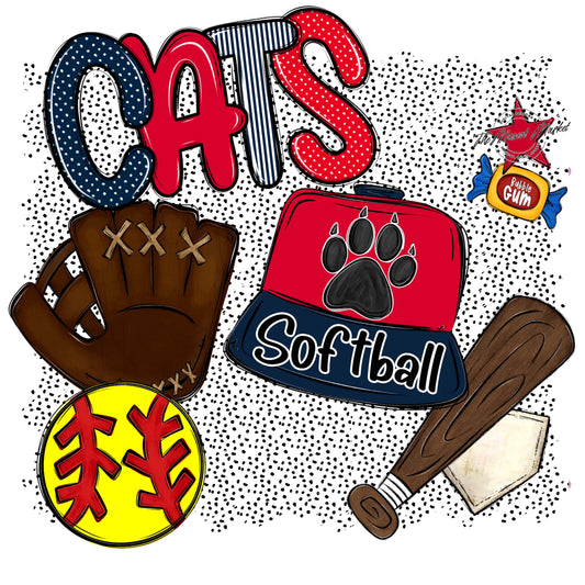 Cats Softball Spirit-Navy & Red