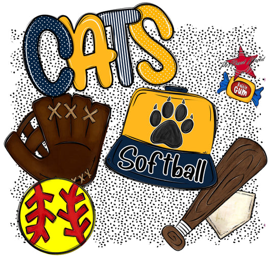 Cats Softball Spirit-Navy & Yellow