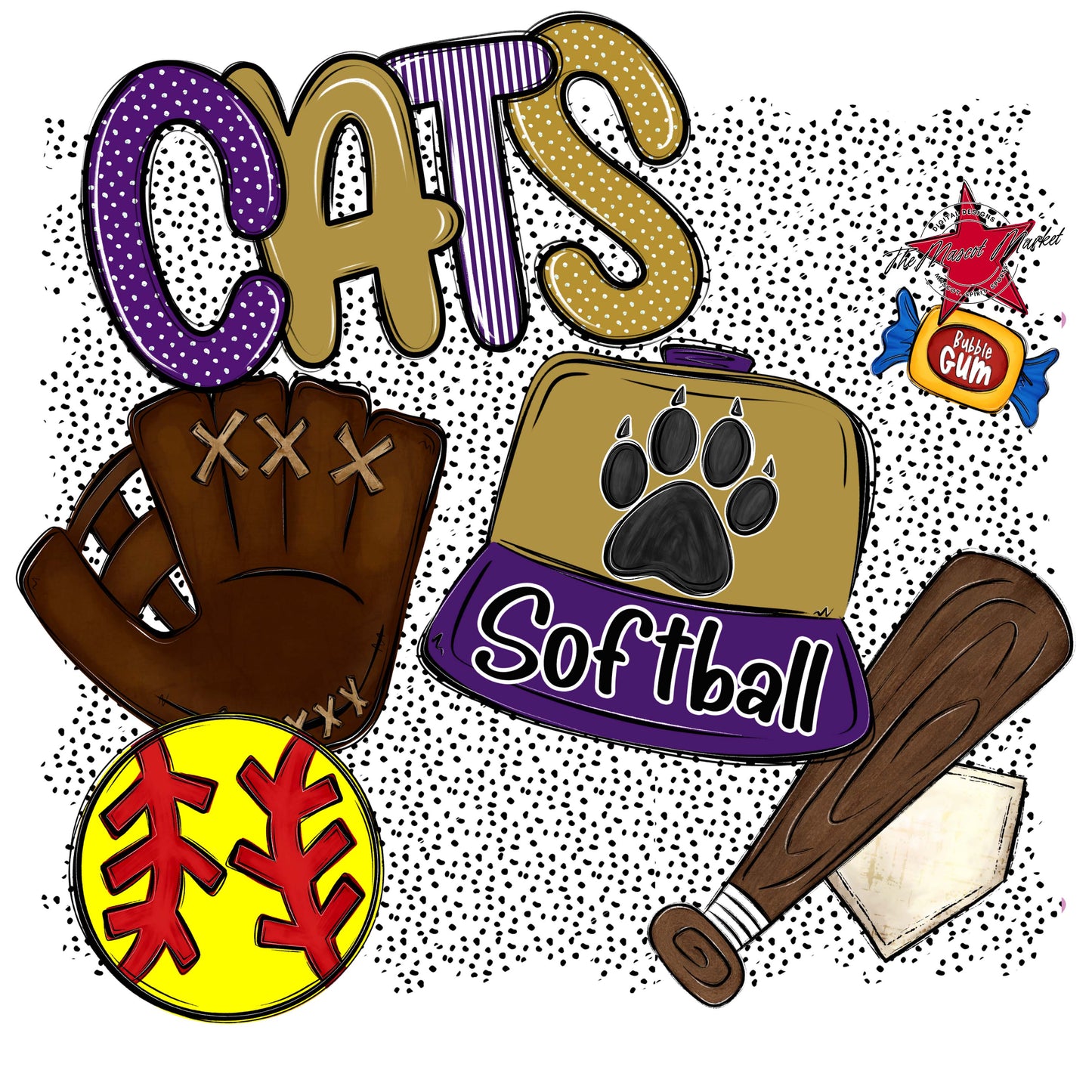 Cats Softball Spirit-Purple & Gold
