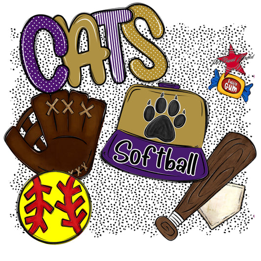 Cats Softball Spirit-Purple & Gold